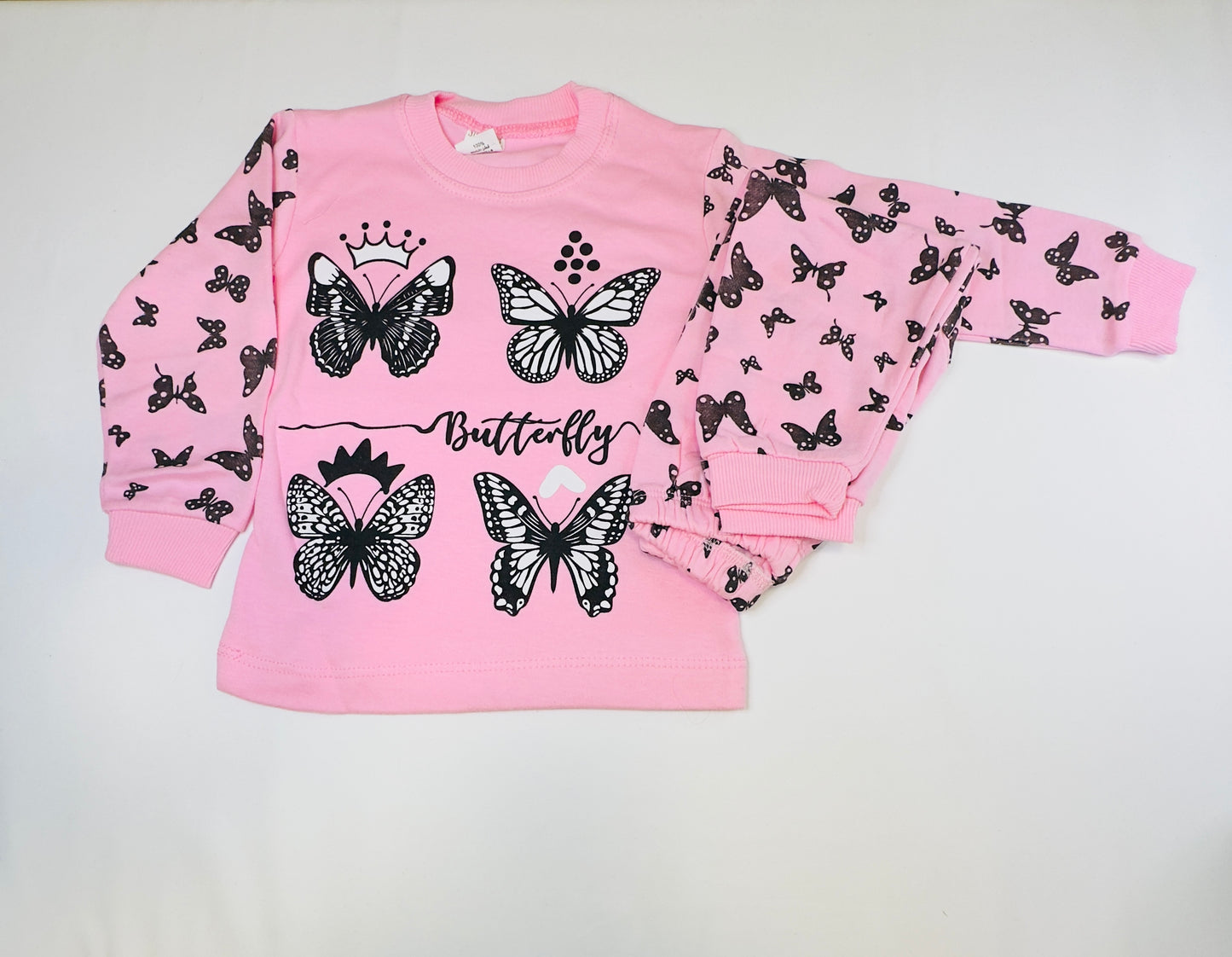 Girls Pyjama Set Pink - Butterfly
