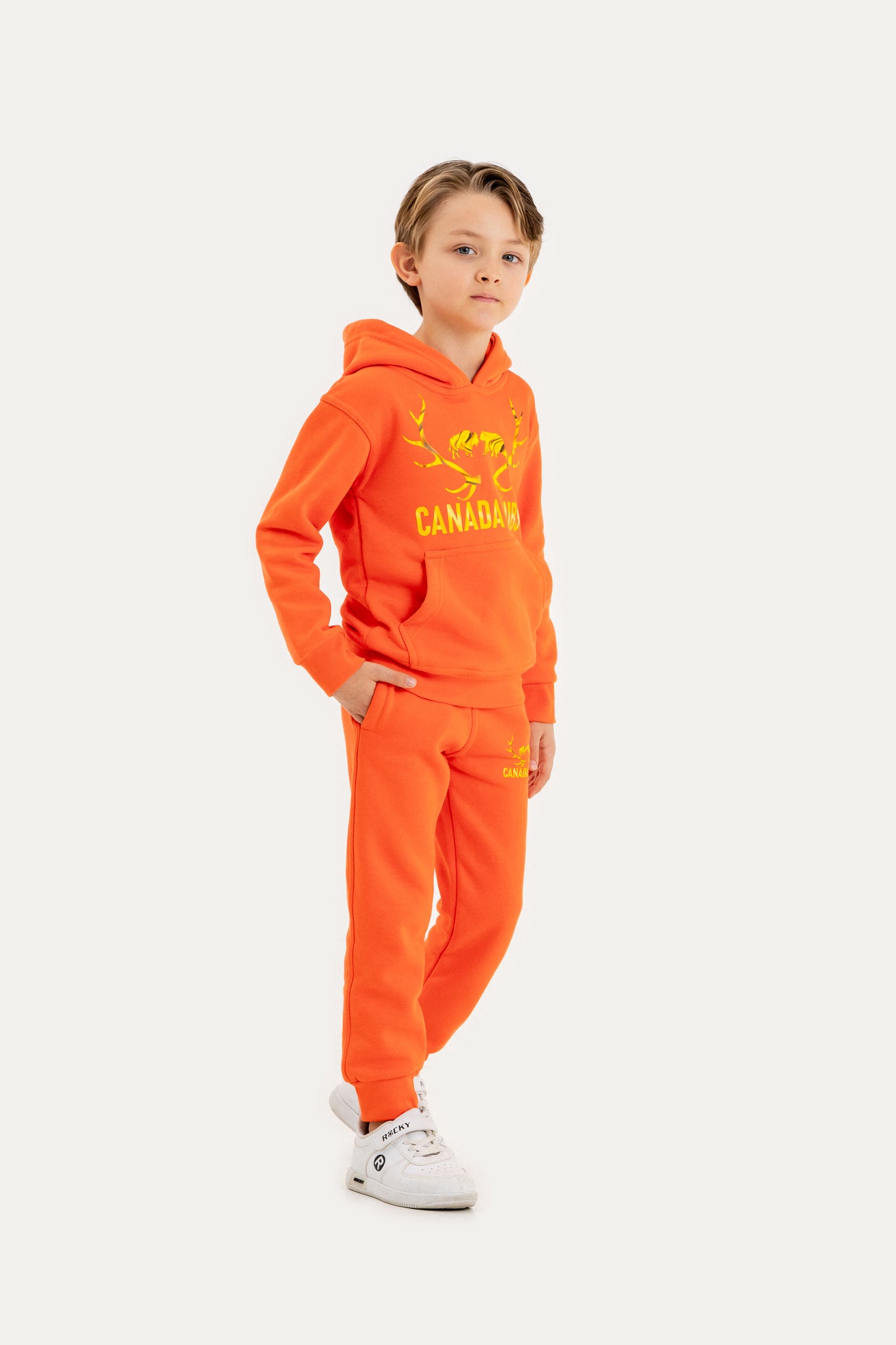 Fleece Hoodie Set - Orange