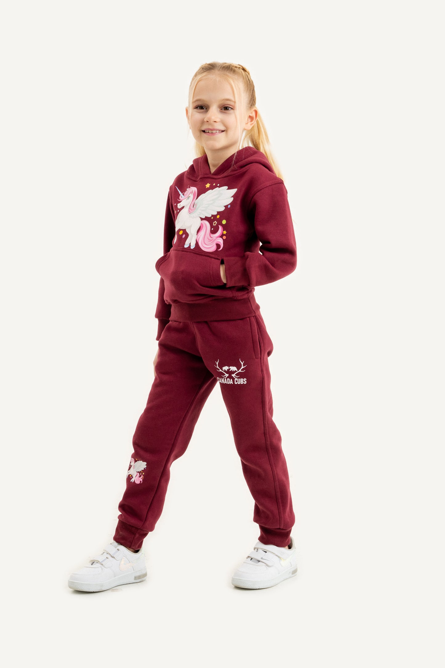 Fleece Hoodie Set - Maroon