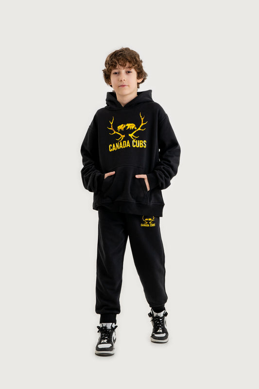 Fleece Hoodie Set - Black