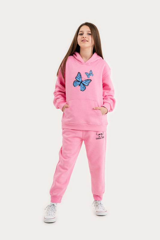 Fleece Hoodie Set - Pink