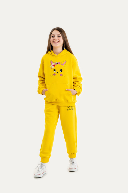 Fleece Hoodie Set - Yellow